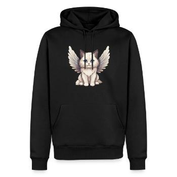 Chat ragdoll mignon comme ange de dessin animé avec des ailes - Sweat à capuche Premium bio Homme - noir - Devant - Nico (187cm)
