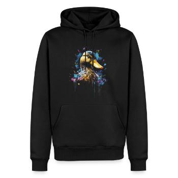 Ente Kunstwerk Bunt - Männer Premium Bio Hoodie - Schwarz - Vorne - Nico (187cm)