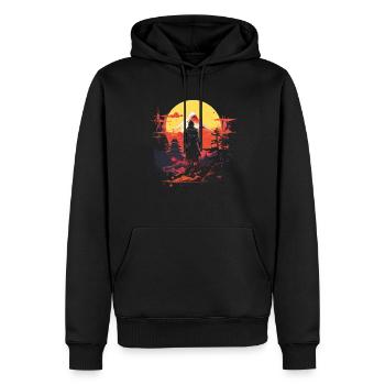 Japonais, Traditionnel, Montagne, Fuji, Japon, Geisha - Sweat à capuche Premium bio Homme - noir - Devant - Nico (187cm)