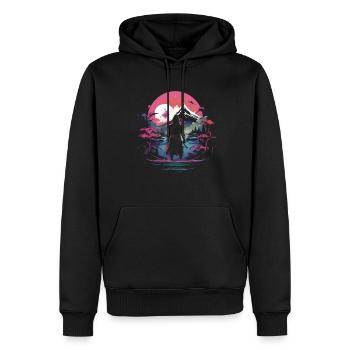 Japonais, Traditionnel, Montagne, Fuji, Japon, Geisha - Sweat à capuche Premium bio Homme - noir - Devant - Nico (187cm)