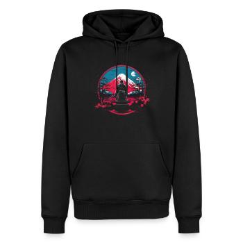 Japonais, Traditionnel, Montagne, Fuji, Japon, Geisha - Sweat à capuche Premium bio Homme - noir - Devant - Nico (187cm)