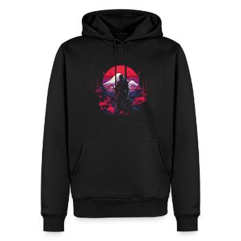 Japonais, Traditionnel, Montagne, Fuji, Japon, Geisha - Sweat à capuche Premium bio Homme - noir - Devant - Nico (187cm)