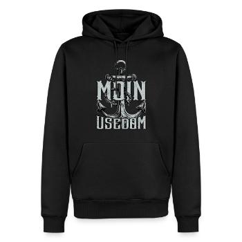 Moin Usedom - Männer Premium Bio Hoodie - Schwarz - Vorne - Nico (187cm)