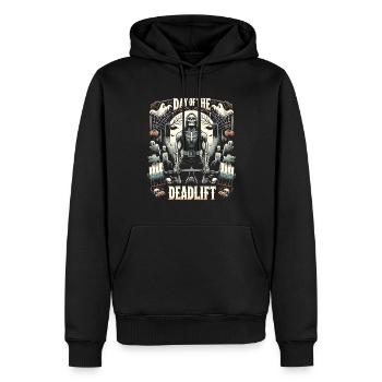 Horror Deadlifter Deadlift Bodybuilding Workout - Männer Premium Bio Hoodie - Schwarz - Vorne - Nico (187cm)
