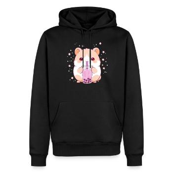 Kawaii Hamster trinkt Boba Bubble Tea Chibi - Männer Premium Bio Hoodie - Schwarz - Vorne - Nico (187cm)