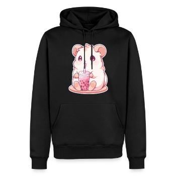 Kawaii Hamster trinkt Boba Bubble Tea Chibi - Männer Premium Bio Hoodie - Schwarz - Vorne - Nico (187cm)