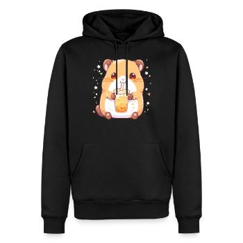Kawaii Hamster trinkt Boba Bubble Tea Chibi - Männer Premium Bio Hoodie - Schwarz - Vorne - Nico (187cm)