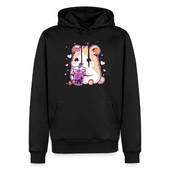 Kawaii Hamster trinkt Boba Bubble Tea Chibi - Männer Premium Bio Hoodie - Schwarz - Vorne - Nico (187cm)