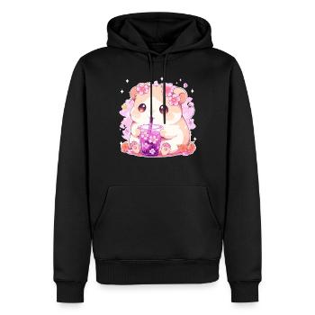Kawaii Hamster trinkt Boba Bubble Tea Chibi - Männer Premium Bio Hoodie - Schwarz - Vorne - Nico (187cm)