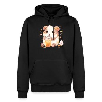Kawaii Hamster trinkt Boba Bubble Tea Chibi - Männer Premium Bio Hoodie - Schwarz - Vorne - Nico (187cm)