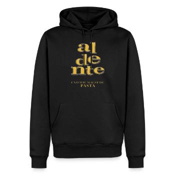 aldente UND WIE MAGST DU PASTA - Männer Premium Bio Hoodie - Schwarz - Vorne - Nico (187cm)