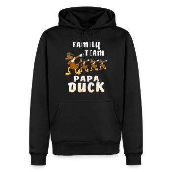 ÉQUIPE FAMILIALE PAPA DUCK - Sweat à capuche Premium bio Homme - noir - Devant - Nico (187cm)
