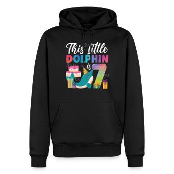 Dolphin 7th Birthday Watercolor - Männer Premium Bio Hoodie - Schwarz - Vorne - Nico (187cm)