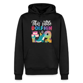 Dolphin 9th Birthday Watercolor - Männer Premium Bio Hoodie - Schwarz - Vorne - Nico (187cm)