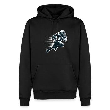 Footballeur, quarterback de football américain - Sweat à capuche Premium bio Homme - noir - Devant - Nico (187cm)