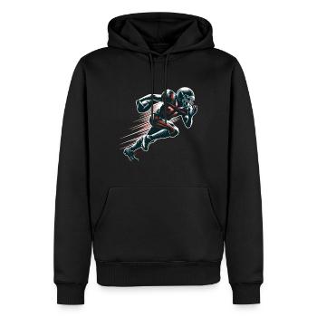 Footballeur, quarterback de football américain - Sweat à capuche Premium bio Homme - noir - Devant - Nico (187cm)