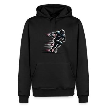Footballeur, quarterback de football américain - Sweat à capuche Premium bio Homme - noir - Devant - Nico (187cm)