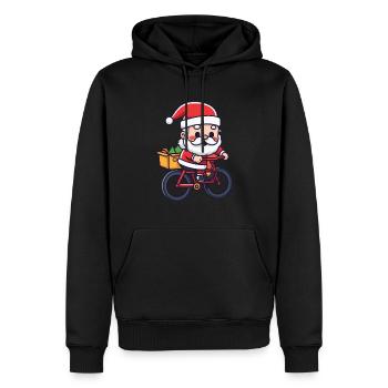 Père Noël vélo Noël - Sweat à capuche Premium bio Homme - noir - Devant - Nico (187cm)