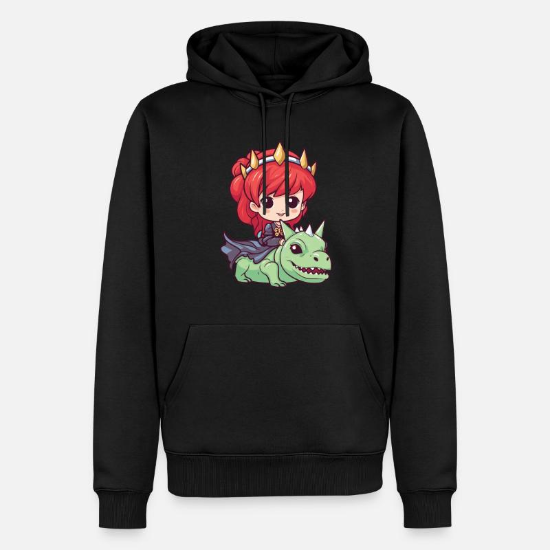 Prinzessin Drache Niedlich - Männer Premium Bio Hoodie - Schwarz