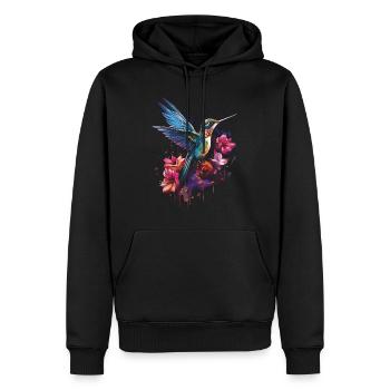 Colibri oiseau Floral oeuvre - Sweat à capuche Premium bio Homme - noir - Devant - Nico (187cm)
