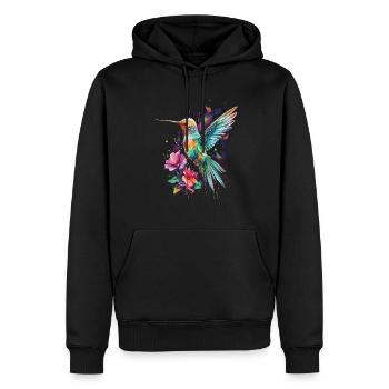 Colibri oiseau Floral oeuvre - Sweat à capuche Premium bio Homme - noir - Devant - Nico (187cm)