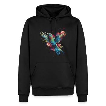 Colibri oiseau Floral oeuvre - Sweat à capuche Premium bio Homme - noir - Devant - Nico (187cm)