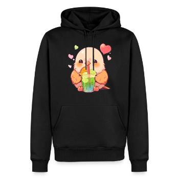 Inséparable kawaii boit Boba Bubble Tea Chibi - Sweat à capuche Premium bio Homme - noir - Devant - Nico (187cm)