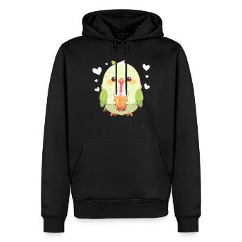 Inséparable kawaii boit Boba Bubble Tea Chibi - Sweat à capuche Premium bio Homme - noir - Devant - Nico (187cm)