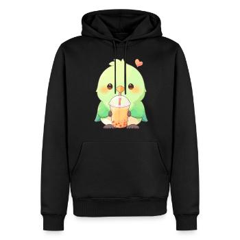 Inséparable kawaii boit Boba Bubble Tea Chibi - Sweat à capuche Premium bio Homme - noir - Devant - Nico (187cm)