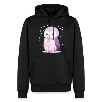 Kawaii Pinguin trinkt Boba Bubble Tea Chibi - Männer Premium Bio Hoodie - Schwarz - Vorne - Nico (187cm)