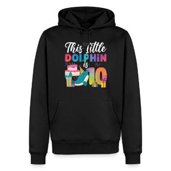 Dolphin 10th Birthday Watercolor - Männer Premium Bio Hoodie - Schwarz - Vorne - Nico (187cm)