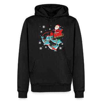 Dolphin Christmas Santa Sleigh - Männer Premium Bio Hoodie - Schwarz - Vorne - Nico (187cm)