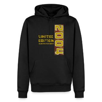 ANNÉE 2004 - Sweat à capuche Premium bio Homme - noir - Devant - Nico (187cm)