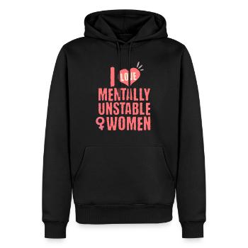 J’aime les femmes mentalement instables Ironique Meme Heart - Sweat à capuche Premium bio Homme - noir - Devant - Nico (187cm)