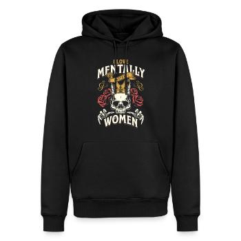 J’aime les femmes mentalement instables Ironic Meme Vintage - Sweat à capuche Premium bio Homme - noir - Devant - Nico (187cm)