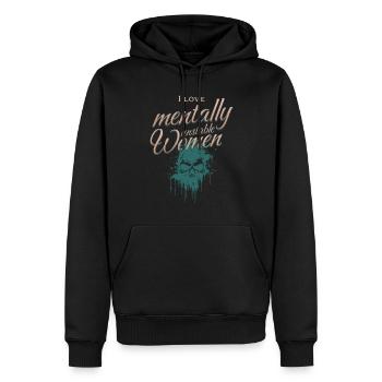 J’aime les femmes mentalement instables Crâne de mème ironique - Sweat à capuche Premium bio Homme - noir - Devant - Nico (187cm)