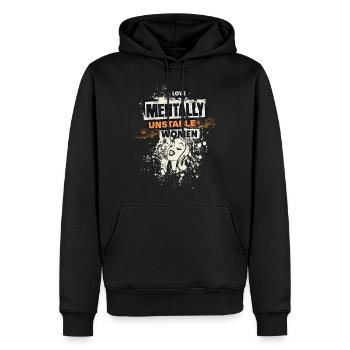 J’aime les femmes mentalement instables Ironique Meme Lady - Sweat à capuche Premium bio Homme - noir - Devant - Nico (187cm)