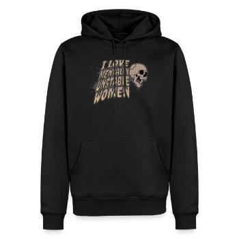 J’aime les femmes mentalement instables Crâne de mème ironique - Sweat à capuche Premium bio Homme - noir - Devant - Nico (187cm)