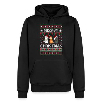 Miaou Noël drôle Joyeux Noël chats - Sweat à capuche Premium bio Homme - noir - Devant - Nico (187cm)