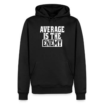 La moyenne est l’ennemi Sport d’entraînement Course à pied Fitness - Sweat à capuche Premium bio Homme - noir - Devant - Nico (187cm)