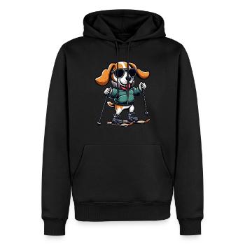 Le chien Beagle comme skieur en hiver - Sweat à capuche Premium bio Homme - noir - Devant - Nico (187cm)