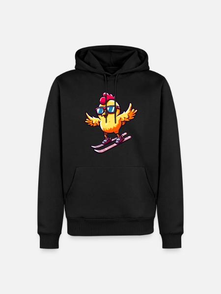 Skiing chicken on winter vacation - Men’s Premium Organic Hoodie - black