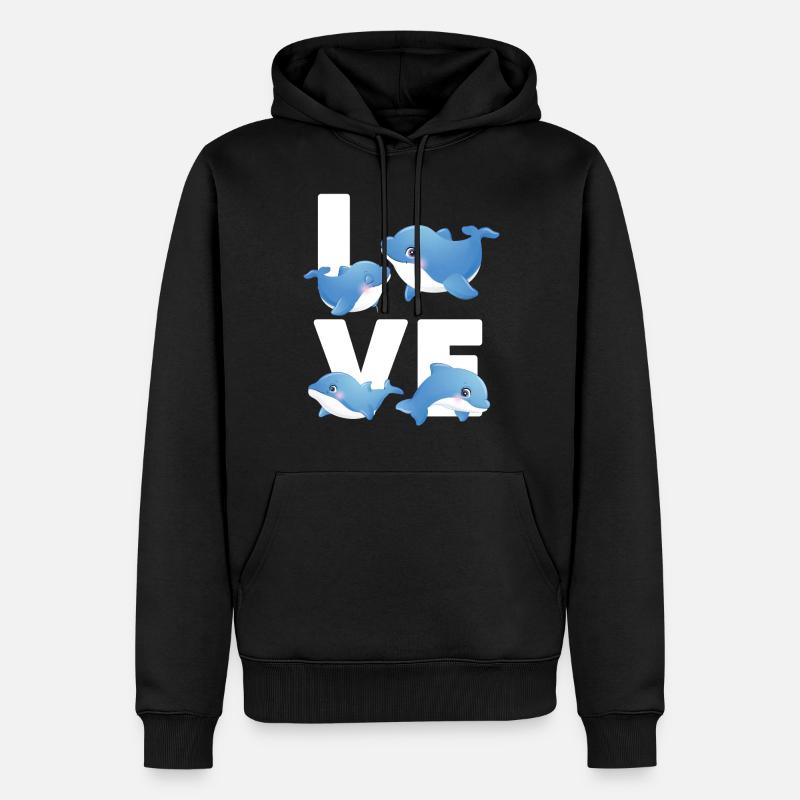 L’amour des dauphins - Sweat à capuche Premium bio Homme - noir