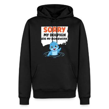 Dauphin Désolé Mon dauphin a mangé mon - Sweat à capuche Premium bio Homme - noir - Devant - Nico (187cm)