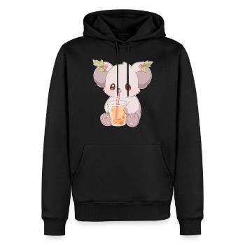 Kawaii Koala trinkt Boba Bubble Tea Chibi - Männer Premium Bio Hoodie - Schwarz - Vorne - Nico (187cm)