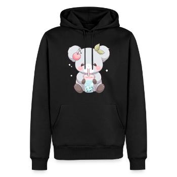 Kawaii Koala trinkt Boba Bubble Tea Chibi - Männer Premium Bio Hoodie - Schwarz - Vorne - Nico (187cm)