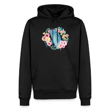 Fleur de dauphin Floral - Sweat à capuche Premium bio Homme - noir - Devant - Nico (187cm)