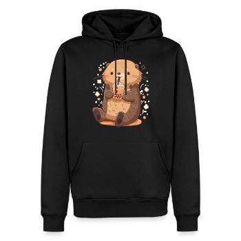 Kawaii Otter trinkt Boba Bubble Tea Chibi - Männer Premium Bio Hoodie - Schwarz - Vorne - Nico (187cm)