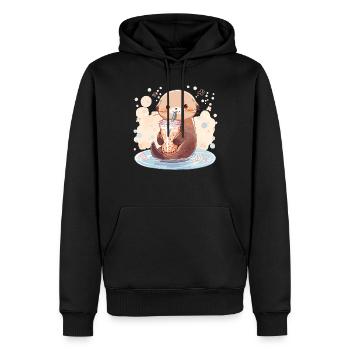 Kawaii Otter trinkt Boba Bubble Tea Chibi - Männer Premium Bio Hoodie - Schwarz - Vorne - Nico (187cm)