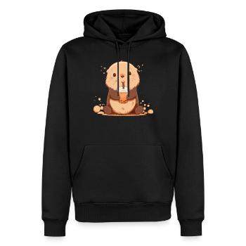 Kawaii Otter trinkt Boba Bubble Tea Chibi - Männer Premium Bio Hoodie - Schwarz - Vorne - Nico (187cm)